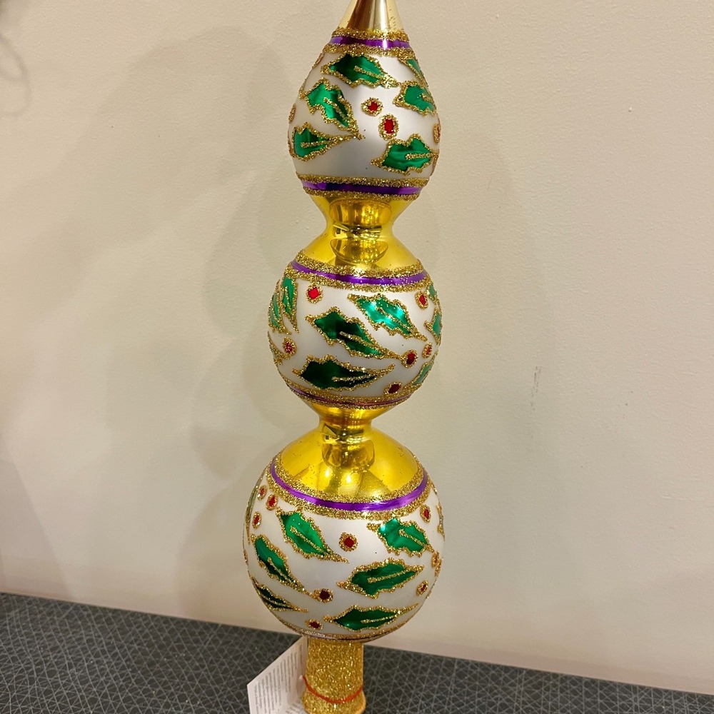 Christopher Radko Retired Vintage Extremely Rare HOLLY RIBBONS FINIAL 1993 - Picture 7 of 14